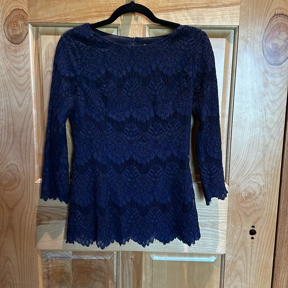 Dainty Jewells Navy Lace Top